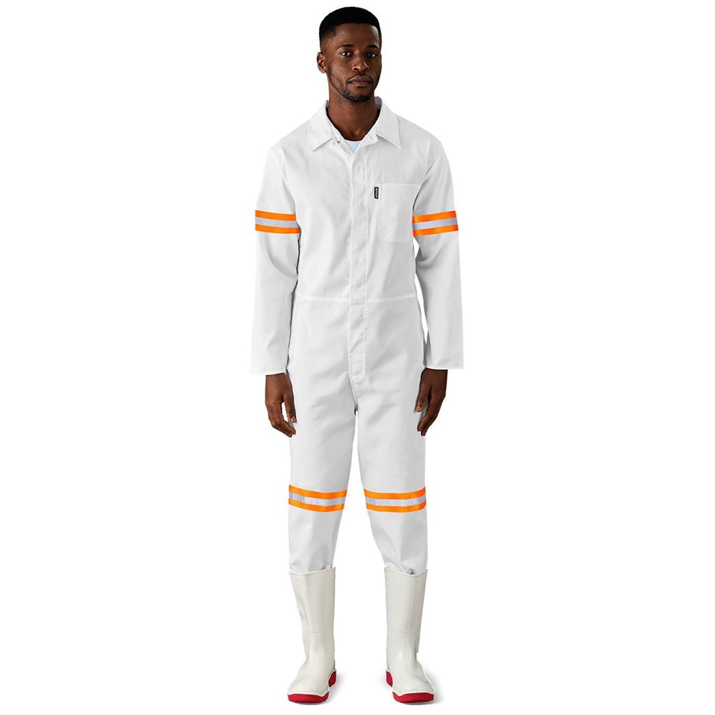 Safety Polycotton Boiler Suit - Reflective Arms Legs & Back - Orange Tape - Image 2