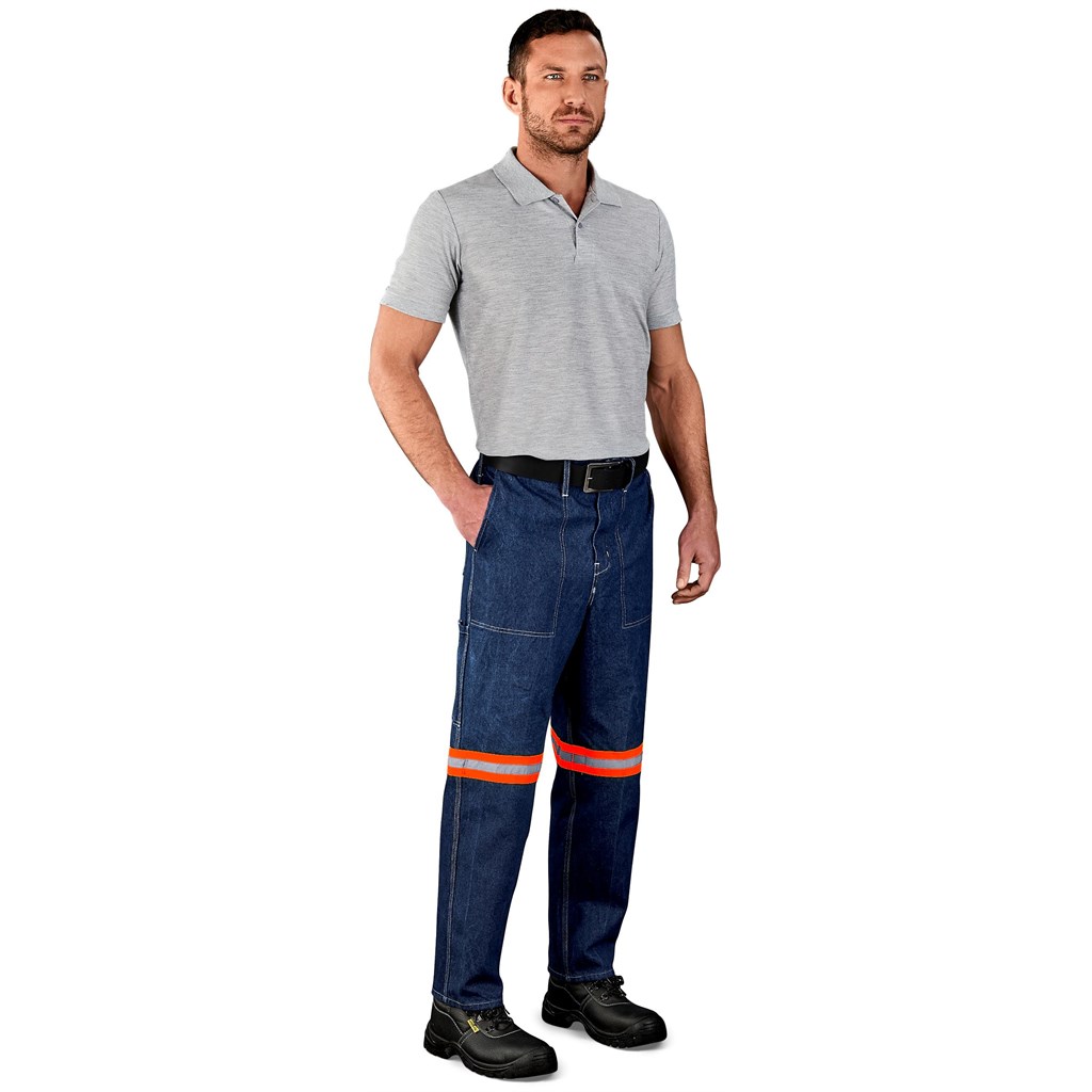 Cast Premium 100% Cotton Denim Pants - Reflective Legs - Orange Tape - Image 3