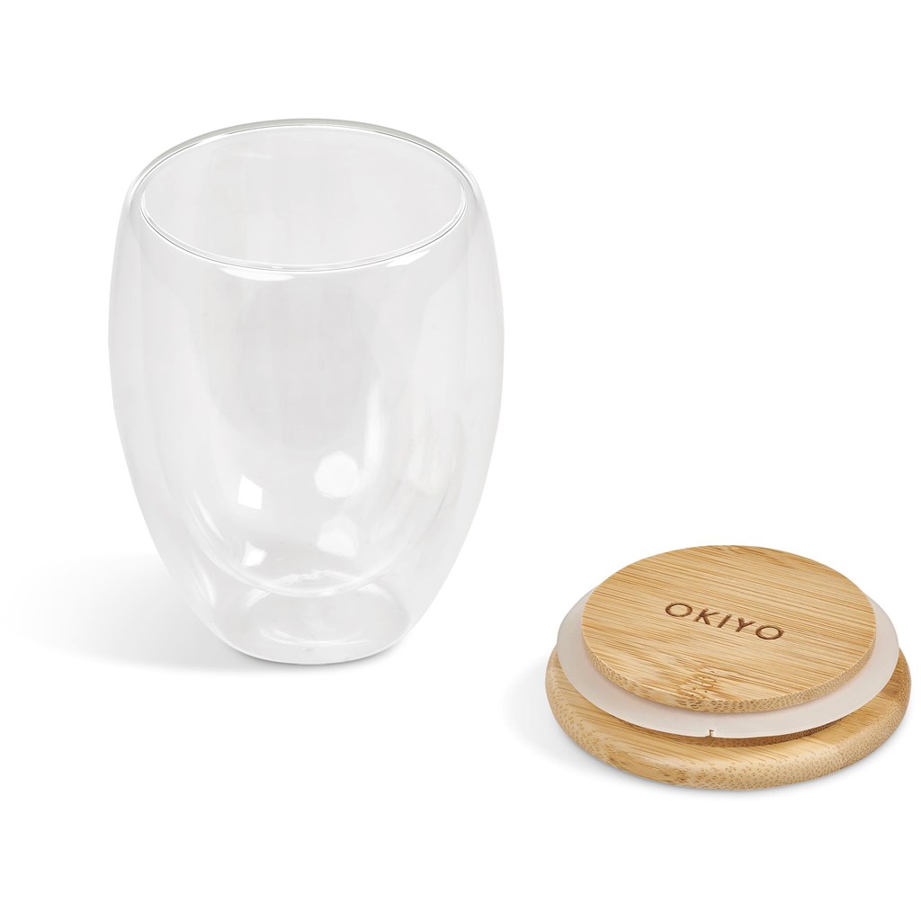 Okiyo Moco Glass & Bamboo Double-Wall Cup - 350ml - Image 7