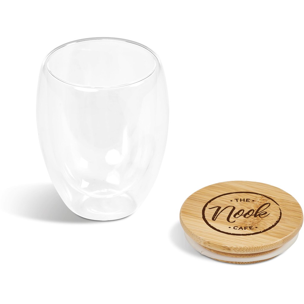 Okiyo Moco Glass & Bamboo Double-Wall Cup - 350ml - Image 3