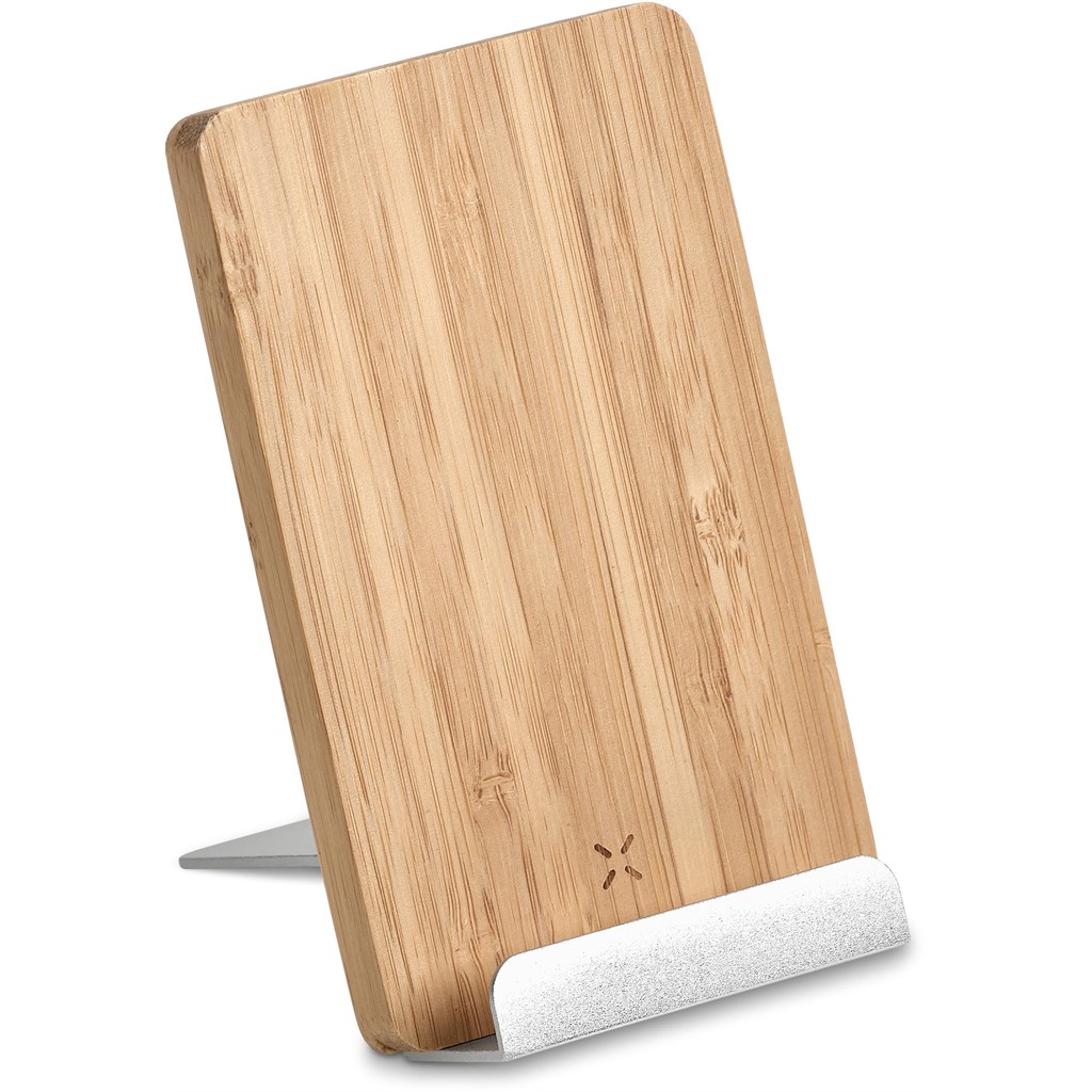Okiyo Hakka Bamboo & Recycled Aluminium Wireless Charging Phone Stand - Image 3