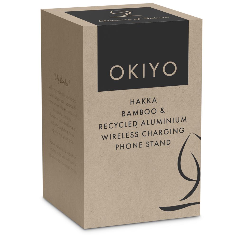 Okiyo Hakka Bamboo & Recycled Aluminium Wireless Charging Phone Stand - Image 6